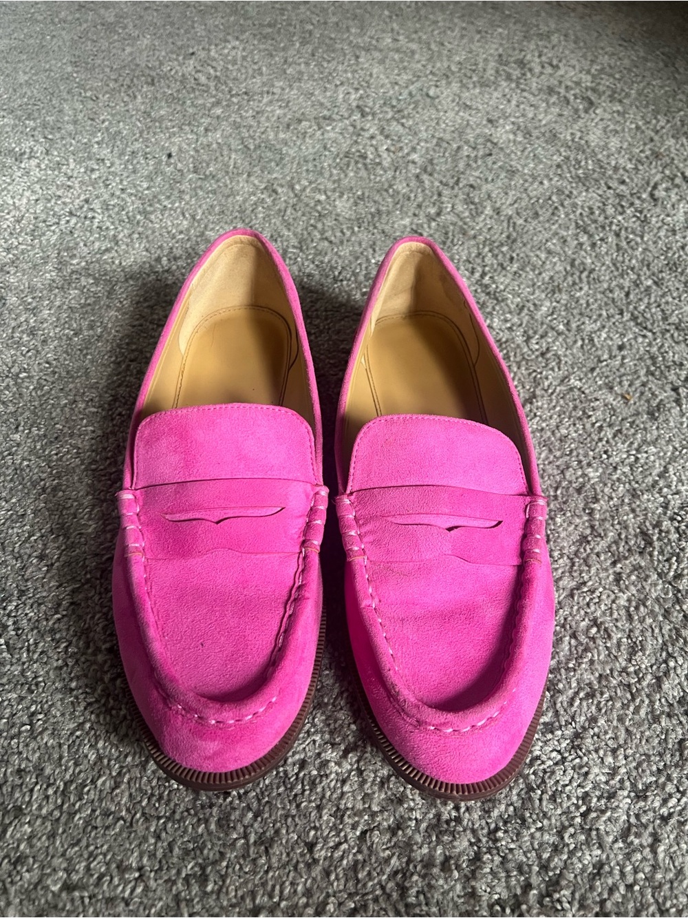 J Crew Hot Pink Suede Work Shoe Loafers for Women